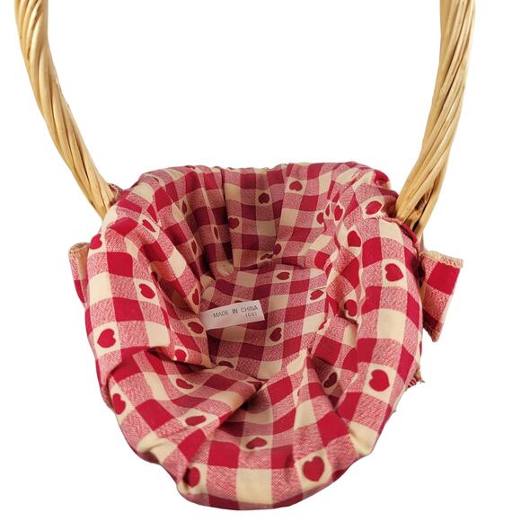 Vintage Homespun Creations Decorative Basket, Red Heart Checkered Liner Country - Picture 9 of 11